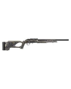 Ruger 8360 American Rimfire Target Full Size 22 LR 10+1 18" Satin Blued Threaded Bull Barrel, Drilled &amp; Tapped Satin Blued Steel Receiver, Thumbhole Black Wood Stock, Right Hand