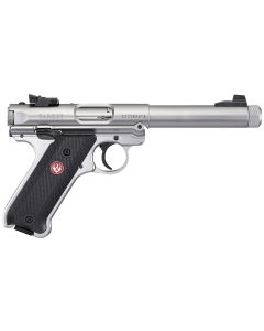 Ruger 40126 Mark IV Target 22 LR 10+1 5.50" Satin Threaded Bull Barrel, Drilled &amp; Tapped Receiver, Satin Stainless Steel Frame, Black Checkered Polymer Grip, Right Hand