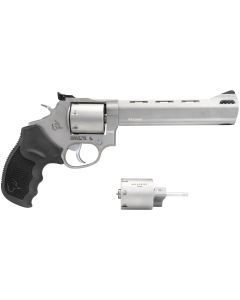 Taurus 2-692069 6929mm Luger, 38 Special +P or 357 Mag Caliber with 6.50" Vent Rib Barrel, 7rd Capacity Cylinder, Overall Matte Finish Stainless Steel &amp; Black Ribber Grip Includes 2 Cylinders