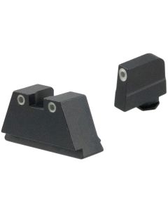 AmeriGlo GL349 Optic Compatible Sight Set for Glock3XL Tall Green Tritium White Outline Front Sight-Green Tritium White Outline Rear Sight