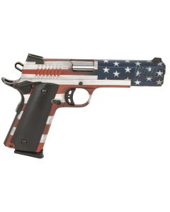 Citadel CIT45FSPUSA M1911 Government 45 ACP 8+1, 5" Stainless Steel Barrel, American Flag Cerakote Serrated Steel Slide, Steel Frame w/Beavertail, Ambidextrous
