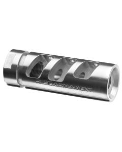 Rise Armament RA701308SLVR RA-701Silver Stainless Steel with 5/8"-24 tpi Threads &amp; 2.50" OAL 1.35" Diameter for 7.62x51mm NATO AR-Platform