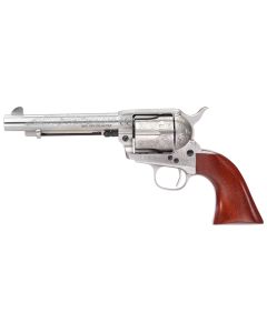 Taylors &amp; Company 550929 1873 Cattleman 357 Mag Caliber with 5.50" Barrel, 6rd Capacity Cylinder, Overall White Floral Engraved Finish Steel &amp; Walnut Grip