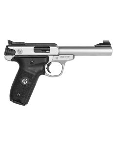 Smith &amp; Wesson 11536 SW Victory Target *MA Compliant 22 LR5.50" Bull Barrel 10+1, Stainless Steel Barrel, Slide, &amp;Frame, Black Polymer Grip with Integrated Target Thumb Rest, Manual Safety