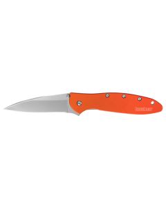 Kershaw 1660OR Leek3" Folding Drop Point Plain Bead Blasted 14C28N Steel Blade Orange Anodized Aluminum Handle Includes Pocket Clip