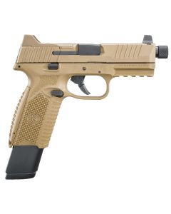 FN 66100373 509T9mm Luger 17+1/24+1 4.50" Black Steel Threaded Barrel, Flat Dark Earth Optic Cut/Serrated Stainless Steel Slide, Flat Dark Earth Polymer Frame w/Picatinny Rail