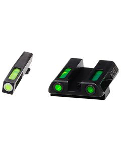 HiViz GLN321 LiteWave H3 Sight Set for Glock Green Tritium White Outline Front Sight-Green Fiber Optic Rear Sight