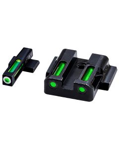 HiViz MPSN321 LiteWave H3 Sight Set for S&amp;W Shield Green Tritium White Outline Front Sight-Green Fiber Optic Rear Sight