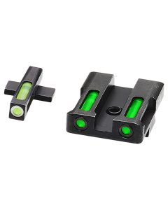HiViz XDN321 LiteWave H3 Sight Set for Springfield XD Green Tritium White Outline Front Sight-Green Fiber Optic Rear Sight