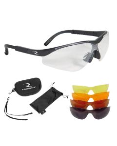 Radians T85RC T-85 Shooting Glass Kit Adult Clear/Smoke Gray/Amber/Copper/Orange Lens Polycarbonate Black Frame