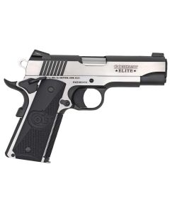 Colt Mfg O4082CE Combat Elite Commander 9mm Luger 8+1 4.25" Stainless Steel Barrel, Two-Tone Serrated Stainless Steel Slide &amp; Frame w/Beavertail, Black Scalloped G10 Grip, Ambidextrous