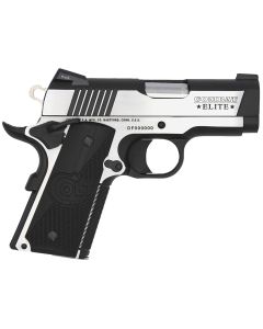 Colt Mfg O7082CE Combat Elite Commander Compact Frame 9mm Luger 8+1, 3" Stainless Steel Barrel, Two-Tone Serrated Stainless Steel Slide &amp; Frame w/Beavertail, Black Scalloped G10 Grip, Ambidextrous