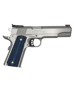 Colt Mfg O5070GCL Gold Cup Lite45 ACP 8+1 5" Stainless National Match Barrel, Stainless Steel Serrated Slide, Stainless Steel Frame w/Beavertail, Blue Scalloped G10 Grip, Ambidextrous