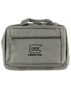 Glock AP60301 Double Pistol CaseDual Padded Compartments, 5 Internal Mag Holders, 3 Zippered Compartments, Carry Handle, Gray, 12.5"x9.5"x4.5"