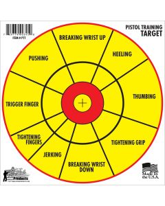 Pro-Shot PTT6PK Pistol Training12" Diagnostic Bullseye Hanging Paper Yellow/Red Impact Enhancement 6 Pack