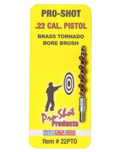 Pro-Shot 22PTO Tornado Bore Brush .22 Cal Pistol #8-32 Thread Brass Spiral Wound Loop