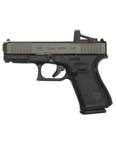 Glock PA195S201MOS G19 Gen5 Compact MOS 9mm Luger 4.02" 10+1 Overall Black Finish with nDLC Steel with Front Serrations &amp; MOS Cuts Slide, Rough Texture Interchangeable Backstraps Grip &amp; Fixed Sights