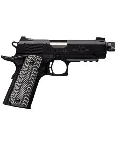 Browning 051821490 1911-22 Black Label Compact SR 22 LR 10+1 4.25" 3.50" Threaded Barrel, Matte Black Serrated Steel Slide &amp; Polymer Frame w/Picatinny Rail &amp; Beavertail, Black/Gray Textured G10 Grips