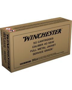 Winchester Ammo SG40W Service Grade40S&amp;W 165gr Full Metal Jacket Flat Nose 50 Per Box/10 Case