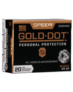 Speer 23604GD Gold Dot Personal Protection 32ACP 60gr Hollow Point 20 Per Box/10 Case