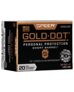 Speer 23921GD Gold Dot Personal Protection Short Barrel 38Special+P 135gr Hollow Point 20 Per Box/10 Case