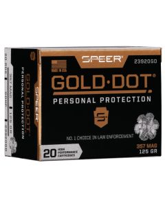 Speer 23920GD Gold Dot Personal Protection 357Mag 125gr Hollow Point 20 Per Box/10 Case