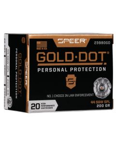 Speer 23980GD Gold Dot Personal Protection 44S&amp;WSpl 200gr Hollow Point 20 Per Box/10 Case