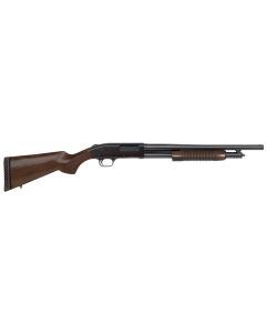 Mossberg 50429 500 Retrograde Full Size 12 Gauge Pump 3" 5+1 18.50" Blued Steel Barrel, Blued Drilled &amp; Tapped Steel Receiver, Fixed Walnut Stock, Ambidextrous