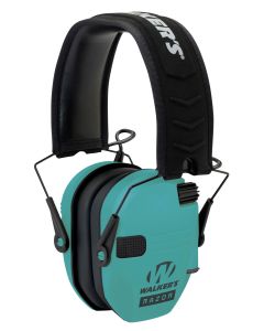Walker's GWPRSEMLTL Razor Slim Electronic Muff 23 dB Over the Head Black/Teal Polymer
