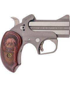 Bond Arms BAGR Grizzly45 Colt (LC)/410 Gauge 2rd 3" Stainless Steel Double Barrel &amp; Frame, Rebounding Hammer, Blade Front/Fixed Rear Sights, Rosewood Grips, Manual Safety