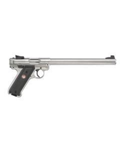 Ruger 40174 Mark IV Target 22 LR 10+1 10" Overall Satin Stainless Steel Bull Barrel, Slide &amp; Satin Aluminum Frame, Black Checkered Polymer Grips
