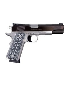Colt Mfg O1072CS Custom Competition 9mm Luger 9+1 5" Stainless National Match Barrel, Blued Serrated Steel Slide, Stainless Steel Frame w/Beavertail, Black/Gray Scalloped G10 Grip, Ambidextrous