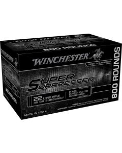 Winchester Ammo SUP22LRB Super Suppressed22LR 45gr Black Copper Plated Round Nose 800 Per Bx/2 Case *Bulk