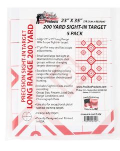 Pro-Shot RSI200YT5PK SplatterShot Sight-In Diamond Hanging Heavy Paper 200 yds 23" x 35" White/Red 5 Pack