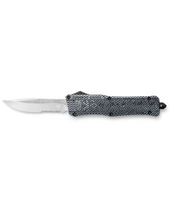 CobraTec Knives LCFCTK1LDS CTK-1Large 3.75" OTF Drop Point Part Serrated D2 Steel Blade/ Carbon Fiber Aluminum Handle Features Glass Breaker Includes Pocket Clip