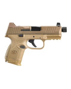 FN 66100780 509C Tactical Compact Frame 9mm Luger 12+1/24+1, 4.32" Black Steel Threaded Barrel, Flat Dark Earth Optic Cut/Serrated Steel Slide &amp; Polymer Frame w/Picatinny Rail, Ambidextrous