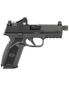 FN 66100844 509 Tactical 9mm Luger 17+1/24+1 4.50" Threaded Barrel, Matte Black Polymer Frame w/Mounting Rail, Optic Cut Matte Black Stainless Steel Slide, No Manual Safety, Includes Viper Red Dot