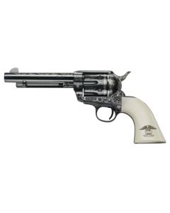 Pietta GW45LLE434NMUI 1873 GW2 Liberty 45 Colt (LC) 6 Shot, 4.75" Blued Engraved Steel Barrel, Cylinder, Frame &amp; Hammer, Ultra Ivory Grip w/Engraved Liberty Eagle