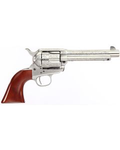 Taylors &amp; Company 550927DE 1873 Cattleman 45 Colt (LC) Caliber with 5.50"Barrel, 6rd Capacity Cylinder, Overall White Floral Engraved Finish Steel, Walnut Navy Size Grip &amp; Overall Taylor Polish