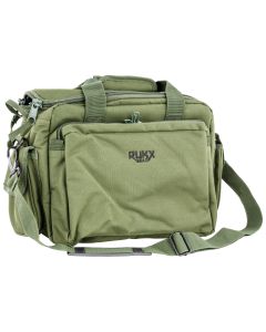 Rukx Gear ATICTRBG Tactical Range BagWater Resistant Green 600D Polyester with Hidden Handgun Pocket, Mag &amp; Ammo Storage, Non-Rust Zippers &amp; Carry Handle 16" x 7.50" x 10.50" Interior Dimensions