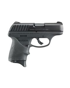 Ruger 13211 EC9s9mm Luger Caliber with 3.50" Barrel, 7+1 Capacity, Black Finish Frame, Serrated Black Oxide Steel Slide &amp; Hogue Beavertail Grip Sleeve Grip