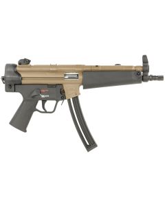 HK 81000629 MP5Sports South Exclusive 22 LR 25+1 8.50" Barrel, Exclusive Flat Dark Earth Finish, No Stock (Sling Mount), Black Polymer Grip, Adjustable Rear Sight, Manual Safety