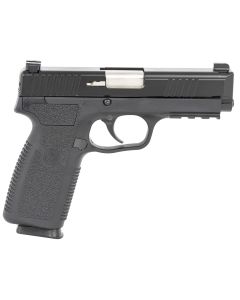 Kahr Arms TP90S94N TP9-29mm Luger Caliber with 4" Barrel, 8+1 Capacity, Black Finish Picatinny Rail Frame, Serrated Matte Black Stainless Steel Slide, Textured Polymer Grip &amp; TruGlo Night Sights