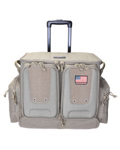 GPS Bags T2112ROB Rolling Tactical Tan 1000D Nylon Teflon Coating with Foam Cradle Holds 6 Handguns, Storage Pockets Holds 4 Additional Guns, Telescoping Handle &amp; ATV Wheels