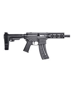 Smith &amp; Wesson 13321 M&amp;P15Pistol 22 LR 8" Black Carbon Steel Barrel 25+1, Black SB Tactical SBA3 Adjustable Arm Brace Stock, Black Magpul MOE Grip, Manual Safety, Optics Ready