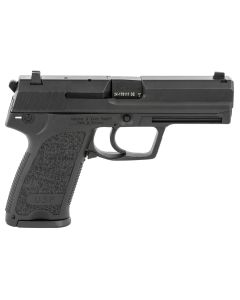 HK 81000309 USP V1 SA/DA 9mm Luger Caliber with 4.25" Barrel, 10+1 Capacity, Overall Black Finish, Serrated Trigger Guard Frame, Serrated Steel Slide &amp; Polymer Grip Includes 2 Mags