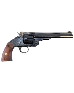 Taylors &amp; Company 550644 Top Break Schofield 45 Colt (LC) 6rd 7" Blued Engraved Steel Walnut Grip