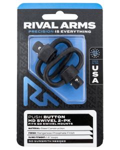 Rival Arms RA-RA92S1A HD Swivel SetBlack Manganese Phosphate Steel with 1.5" Loops &amp; Push Button