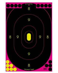 Birchwood Casey 34635 Shoot-N-C Reactive Target Self-Adhesive Paper Black/Pink 12"x18" Oval Silhouette 5 Pack