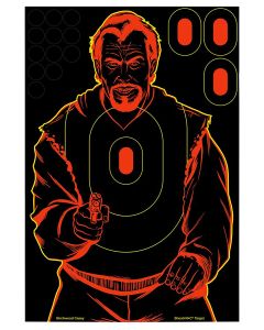 Birchwood Casey 34647 Shoot-N-C Reactive Target Self-Adhesive Paper Black/Red 12"x18" Bad Guy Silhouette 12 Pack